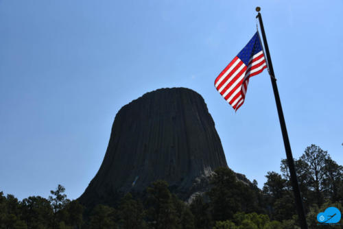 Devils Tower with American Flag